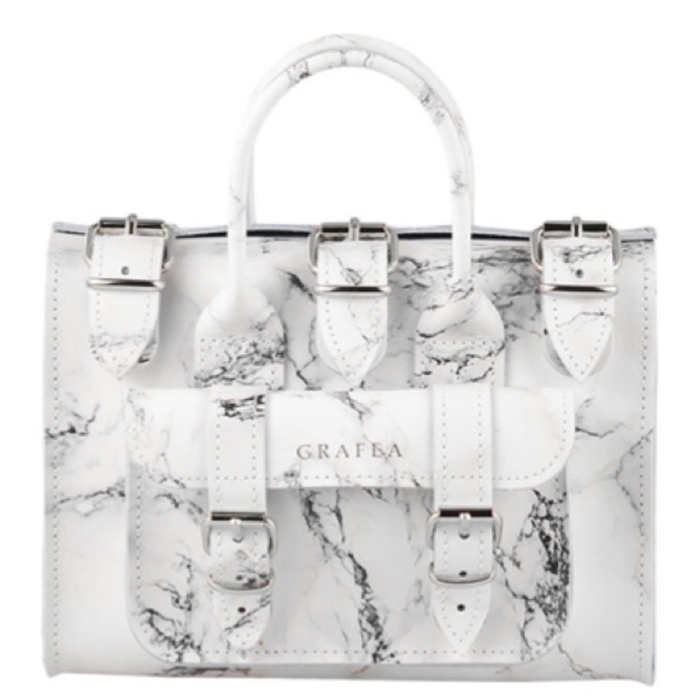 Grafea Marbled Handbag. Leather. New